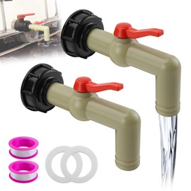 TYBYBB IBC Outlet Tap Pack of 2 IBC Tank Accessories IBC Tap Ball Valve 1 Inch IBC Adapter S60 x 6 Coarse Thread, Outlet Tap for 1000L IBC Container Water Tank Rain Butt 32 mm (DN40/50)