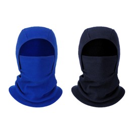 PIAOPIAONIU 2 Packs Kids Balaclava Windproof Ski Mask Winter Hat Neck Warmer for Boys Girls, Black and Blue