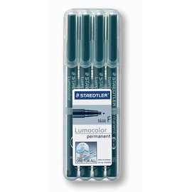 Staedtler Lumocolor 318-9WP4HZ Permanent Foil Pencil Set of 4 in Staedtler Box - Black