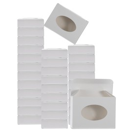 sourcing map 32Pcs Soap Packaging Boxes 2.8x3.8x1.2 Inch Kraft Soap Box with Window Mini Soap Present Treat Gift Box for Bakery Candy Packaging Jewelry Display (Oval, White)