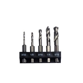 Milescraft 2320 5pc Stubby Bit Set- 5pc. HSS Stubby Drill Bits with 1/4-Inch Quick Change Hex Shank (3/32in, 1/8in, 3/16in, 1/4in, 5/16in) - Drill Bit Holder Included