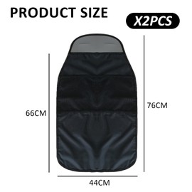 MEMOFYND Pack of 2 backrest protection pads, backrest protection for children's cars, car seat protector, car seat back organiser, suitable for height-adjustable seats (black)