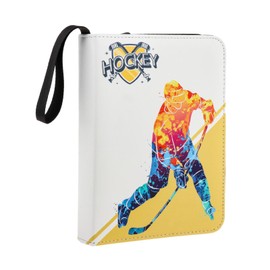 Hockey Card Binder Sleeves 4 Pocket Trading Card Binder 400 Pockets Collector 3-Ring Cards Holder Book Albums, Hockey Card Storage Organizer Case for Sport, Football, Baseball, TCG Cards (Yellow)