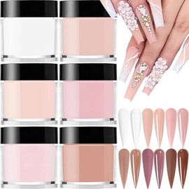 Polvo Acrílico Brillante De 6 Colores Para Esculpir Uñas, Extensión De Uñas De Polímero, Diamantes De Imitación, Suministros Para Arte De Uñas, Puntas