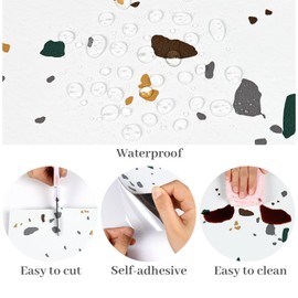 VaryPaper 12"x12" 10 Pack White Terrazzo Peel and Stick Floor Tile Waterproof Temporary Flooring for Renters Removable Stick on Flooring Self Adhesive Vinyl Floor Tiles for Bathroom Kitchen Bedroom