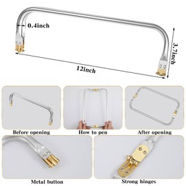 MorningRo 4 Pcs 12" Purse Frame Rectangle Lock Frame Kiss Lock Clasp Bag Frame Hardware Replacements Purse Closure Purse Making Hardware with Frame Kiss Lock for Purse Making Sewing Bag Clutch Crafts