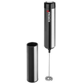 Korona 18010 Batteriebetriebener Milchaufschäumer mit Abdeckkappe | Edelstahlrührstab | Gehäuse mit hochwertigen Edelstahlapplikationen