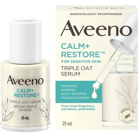 Aveeno Calm + Restore Triple Oat Hydrating Face Serum for Sensitive Skin, Gentle and Lightweight Facial Serum To Smooth and Fortify Skin, Hypoallergenic, Fragrance and Paraben-free, 29 Milliliters