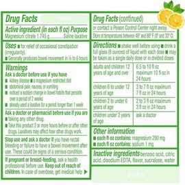 Citrato de Magnesio, Solución Oral, Sabor Natural Limón - Laxantes para el estreñimiento de acción rápida. Laxantes para el estreñimiento, suavizantes