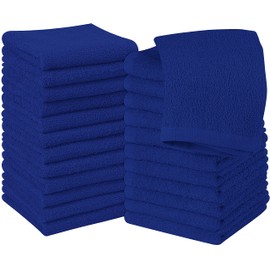 Utopia Towels Cotton Washcloths Set - 100% Ring Spun Cotton, Premium Quality Flannel Face Cloths, Highly Absorbent and Soft Feel Fingertip Towels (24 Pack, Royal Blue)