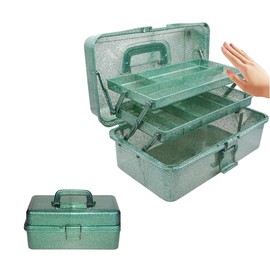 MC MEICHUANG 3 Layer Stackable Arts and Crafts Organizer Storage, Multipurpose Sewing Box Plastic Tackle Box Organizer with Lib, Storage for Tools, Makeup, Snack, Art Supply, Sewing Supply(Green)