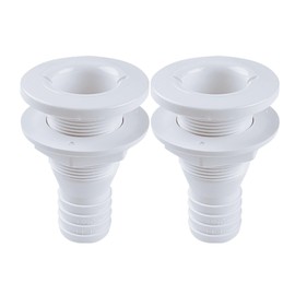SEAFLO 1¼” Thru Hull Fitting Marine Boat, Polypropylene, Plastic Drain Overflow Connector, Corrosion Resistant Saltwater Safe, Transom Mount, Bilge Port Deck Outlet, 4-Year Warranty (White, 1-Pack)