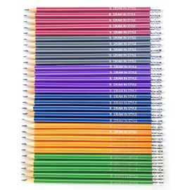 HB Pencils - Pack of 30 - with Eraser - 6 Colours - Pre-Sharpened - Hexagonal - for Drawing and Writing - for School, Office, University and Home