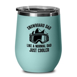 Snowboard Teal Wine Tumbler 12oz - snowboard dad - Ski Snowboard Goggles Snowboarder Skiing Snowboarding Gift Skiers Hiking Mountain Snowboareing