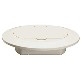Legrand-Pass & Seymour TM1542TRLA Slater Thermoplastic Round Floor Box Cover with 15 Amp Tamper Resistant Decorator Duplex Outlet, Light Almond (1 Count)