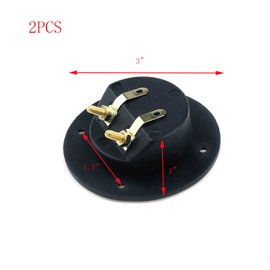 Pastlla 2Pcs 3" x 3" Speaker Box Terminal Cup DIY Double Binding Round Gold Plate Push 2 Way Spring Loaded Jacks Speaker Box Terminal Cup Connector with Mounting Screws (Round, 2Pcs)