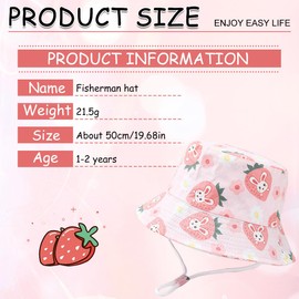 Sonnenhut baby, Fischerhut kinder, uv hut kinder, Sonnenschutz Sommer Bucket Hat mit Verstellbarem Kinnriemen, Strandhut für Mädchen, Junge（Rosa）