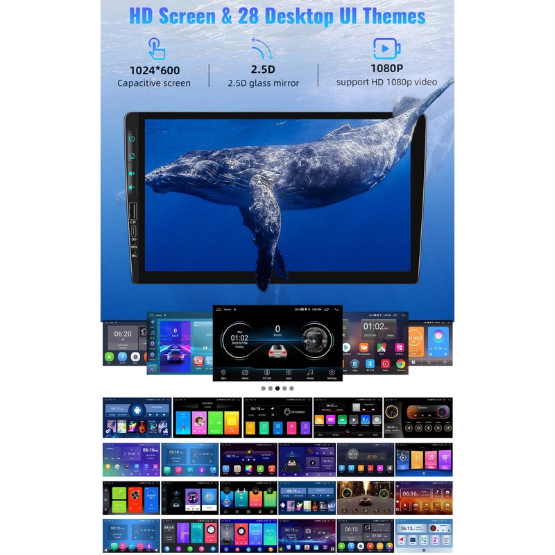 UNITOPSCI 9 Inch Double Din Android Car Stereo with Wireless