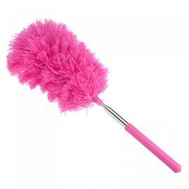 sourcing map Microfiber Cleaning Duster, 12 to 31.5 Inch Washable Extendable Brush Flexible Feather Duster for Window Furniture, Rose Red