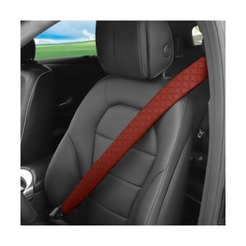 KHGUZ 2PCS Extra Long Car Seatbelt Cover, 29.53 inches Soft Leather Vehicle Safety Seat Belt Strap Cushion, Comfortable Auto Shoulder Neck Chest Protection Pads Accessories, Extremely Long (Brown)