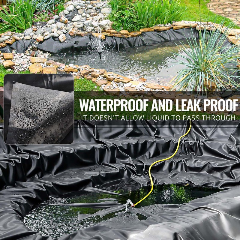 ALDMIO 15x20 ft Pond Liner, HDPE Thickness Fish Pond Liners