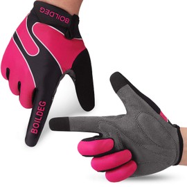 BOILDEG Cycling Gloves Full Finger Mountain Bike Gloves with Anti-Slip Shock-Absorbing Pad Breathable,Touchscreen MTB Road Biking Gloves for Men/Women