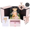 Birthady Gifts for Women Preserved Roses with Heart Necklace Fresh