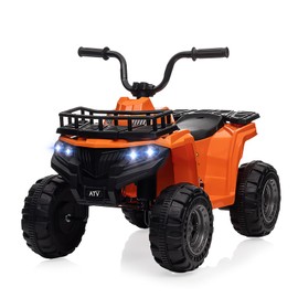 GarveeLife 12V Kids Ride On Electric ATV, 4-Wheeler Quad ATV Play Car w/ 1.8MPH Max Speed, Treaded Tires, Rubber Handles, Push-Button Accelerator, Led Headlights, Orange