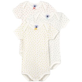 Petit Bateau Baby Girls' Short-Sleeved Bodysuit with Stripes (Pack of 3), Version 1, 3 Years, Variant 1