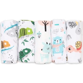 FENSILO Molleton Cloths, Baby Burp Cloths, Pack of 8, 80 x 80 cm, Burp Cloth, 100% Cotton, Flannel Molleton Cloth, Unisex Burp Cloths for Boys or Girls, Girl2 African Grey
