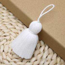 Big Size 4 PCS Tassels for Crafts, Handmade Hanging for Pillow Decor, Blanket Decoration, with Hanging Rope for Garland (8cm/3.15 inch) (White - 4 PCS)