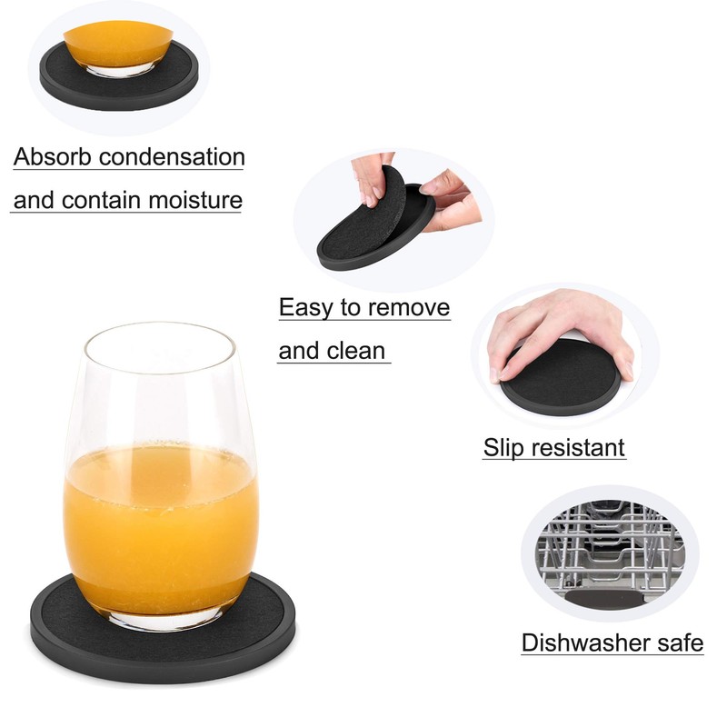 Absorbent Coasters for Drinks with Holder - 6packs, Silicone Coaster