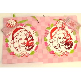 Unbranded Dolly Parton Christmas Holiday Anytime Gift Bag w/ Tissue Paper, Lot of 2 Bags