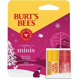 Burt's Bees Holiday Minis - Juego de bálsamo labial y bálsamo labial tintado, rosa, 2 piezas