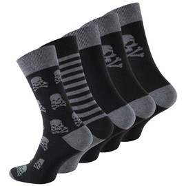BestSale247 10 Pairs Men's Business Socks Comfort Band (Soft Elastic Waistband) Vein Friendly, Flat and Soft Toe Seam, 10 pairs / "Skull"