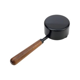 Mewutal 1pcs 1/2 Cup Measuring Cup with Wooden Handle Stainless Steel Measuring Scoop 125ml Measuring Spoon Black 1/2 Measuring Cups for Baking Cooking Wet and Dry Ingredients (125ml)