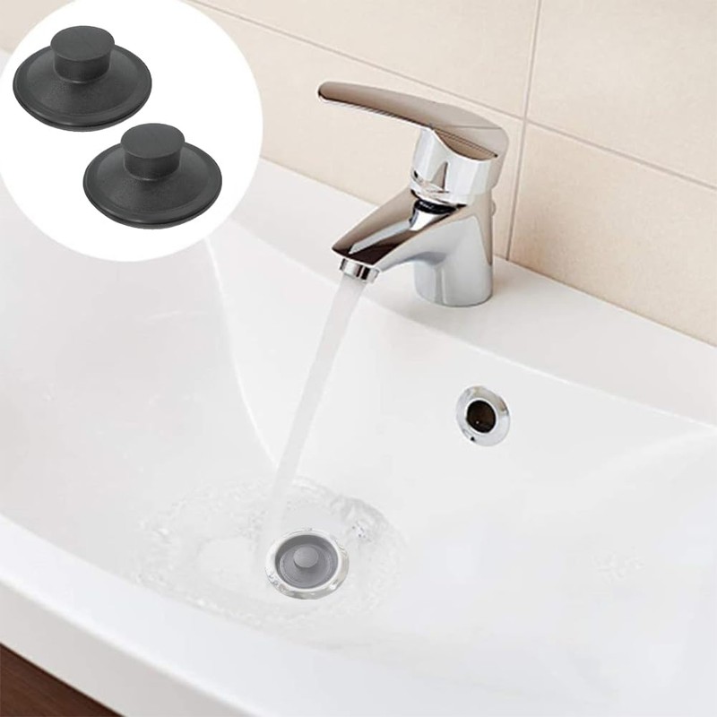 EMVANV 2 PCs Sink Stopper,Black Plastic Sink Plug Drain Stopper