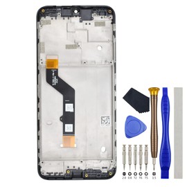 Black Full LCD Digitizer Touch Screen Assembly Screen Frame Replacement for Motorola Moto G9 Play XT2083 XT2083-1 6.5" with Tool Kit