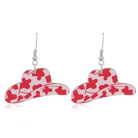 Pink Western Cowboy Cowgirl Boot Hat Earrings,Color Enamel Cowgirl Boot/Hat Dangle Eearring Jewelry Gifts for Women Girls (C)