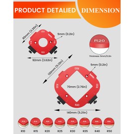TANYO Router Corner Radius Template, Aluminum Alloy Router Jig with 8 Radius, High Hardness Router Templates for Woodworking R10/R15/R20/R25/ R30/R35/R40/R50