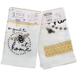 Country Club 100% Cotton Pack of 3 Bee at Home Design Velour Kitchen Tea Towels