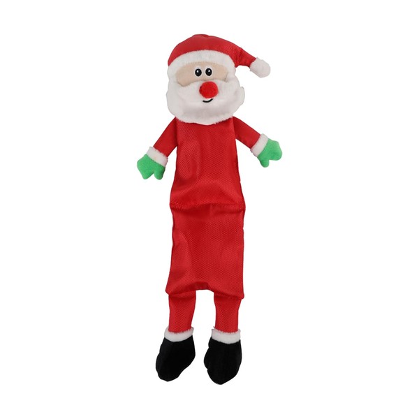 ALL FOR PAWS Long Santa Dog Squeaky Toy, Christmas Plush