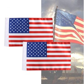 MASION 2Pcs Motorcycle Flag Red Line American Flags 6 by 10 Inch US Flags with Black O-Ring Sleeve (4/5 Inch) for 3/8 Round Motorcycle Bike Flagpole Polyester Double Stitched Flags