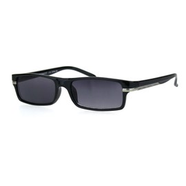 SA106 Mens Narrow Rectangular Plastic Powered Reader Lens Reading Sunglasses Black 2.0