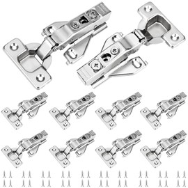 10 Pack 1/2'' Overlay Face Frame Soft Close Hidden Cabinet Hinges, 105 Degree 3D Adjustable Clip On Plate Concealed Kitchen Cupboard Door Hinges with Screws
