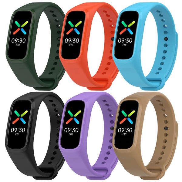 FitTurn Compatible with Oppo band & OnePlus band One-piece Strap One Size(5.5-8.7) Unisex Replacement Silicone Colorful Rubber Adjustable Sport Bands Accessories for Oppo & OnePlus Fitness Tracker (SixColors-B)