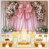 KUKUSOUL Pink Curtain Backdrop Giant Bowknot Floral Birthday Decoration