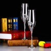 ukgiftstoreonline Double Heart Wedding Champagne Flute with Sparkling Crystals