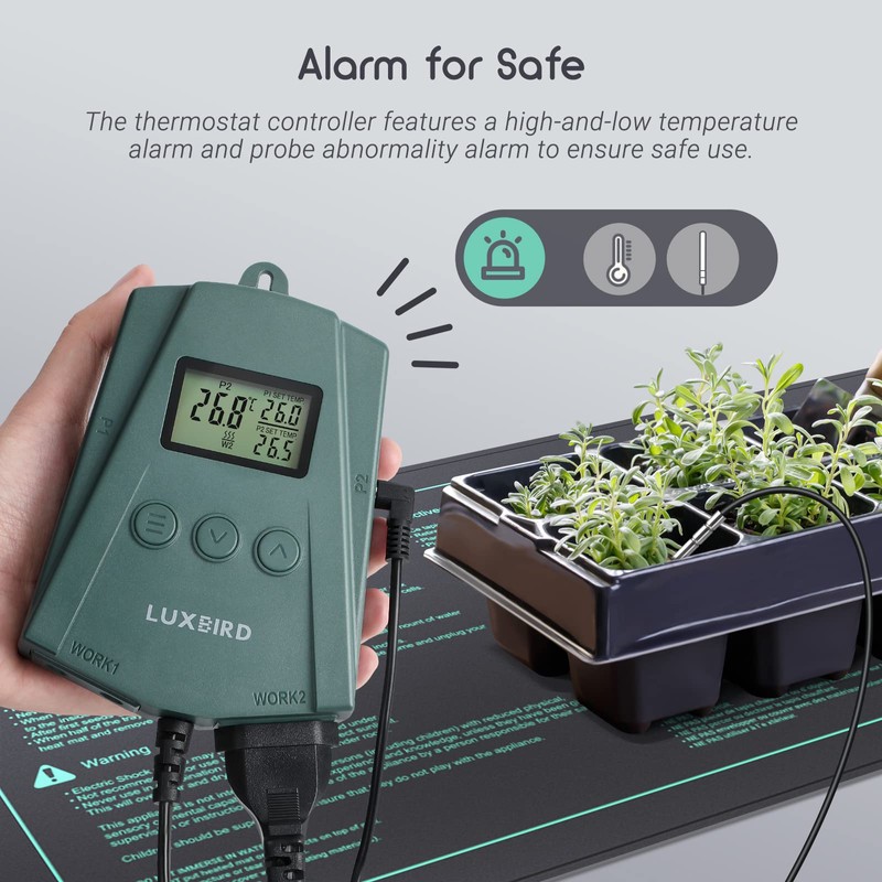 Luxbird Seedling Heating Mat with Thermostat Controller, IP67 Waterproof, 10