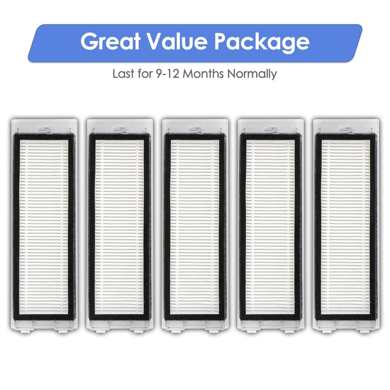 (5 Pack) Q Revo Replacement HEPA Filter Compatible With Roborock